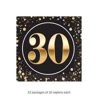 192 Pack Bulk 30th Birthday Beverage Napkins 2-Ply Birthday Party Supplies