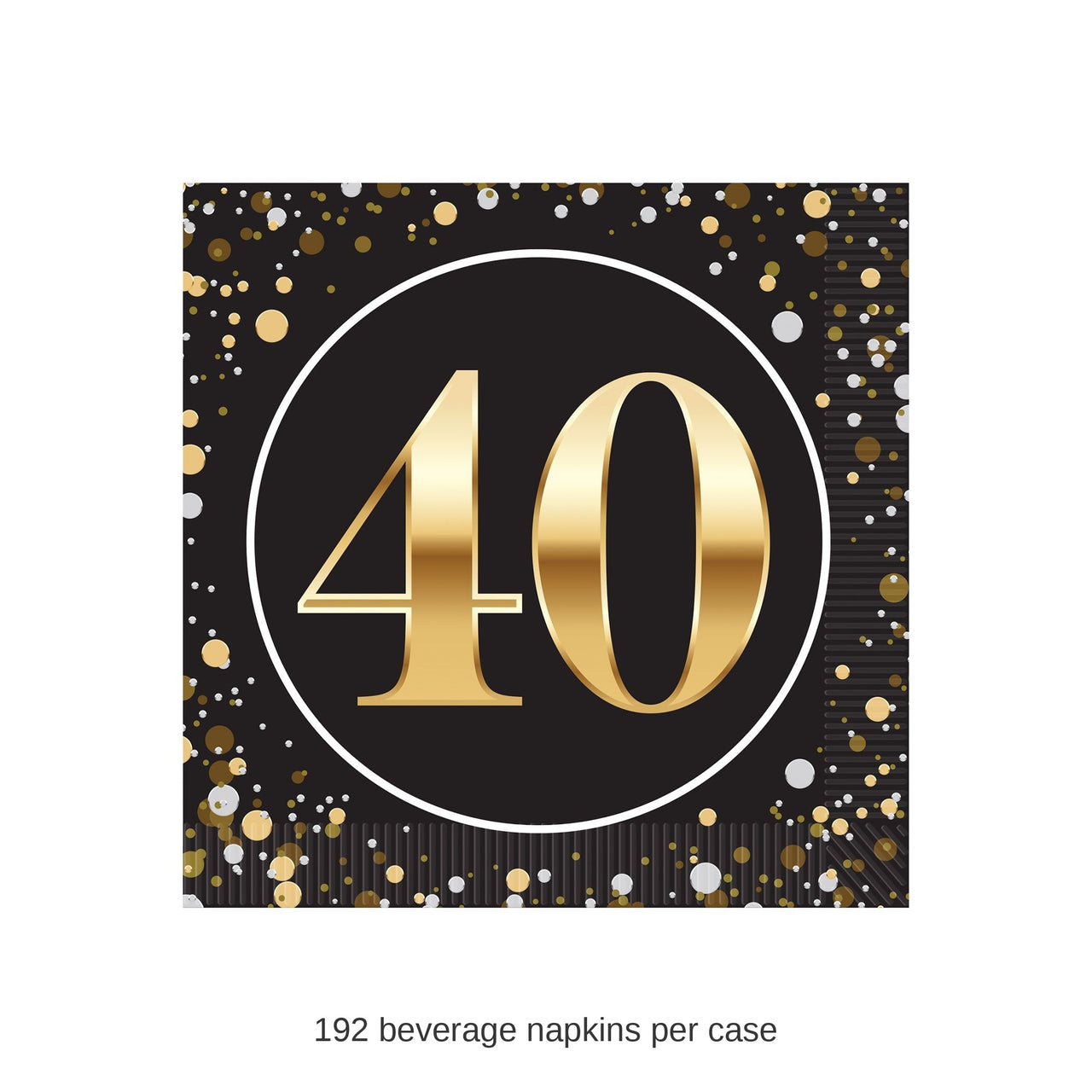 192 Pack Bulk 40th Birthday Beverage Napkins 2-Ply Party Supplies