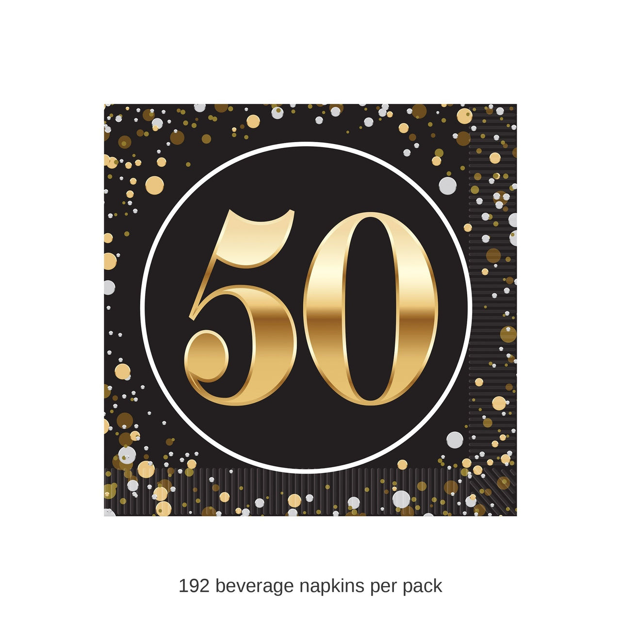 192 Pack Bulk 50th Birthday Beverage Napkins 2-Ply Party Napkins