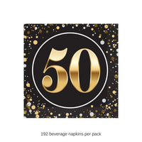 192 Pack Bulk 50th Birthday Beverage Napkins 2-Ply Party Napkins