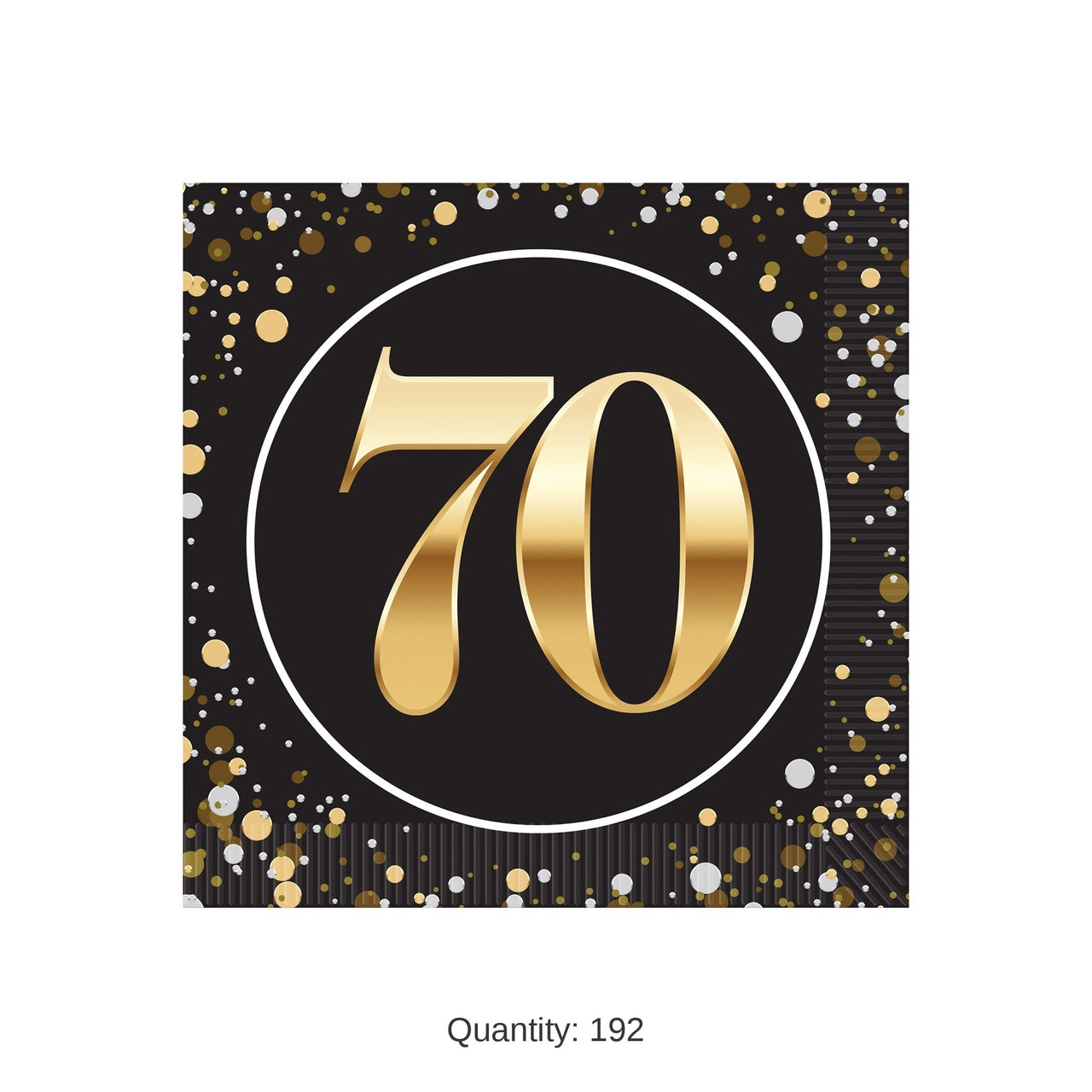 192 Pack Bulk 70th Birthday 2-Ply Beverage Napkins