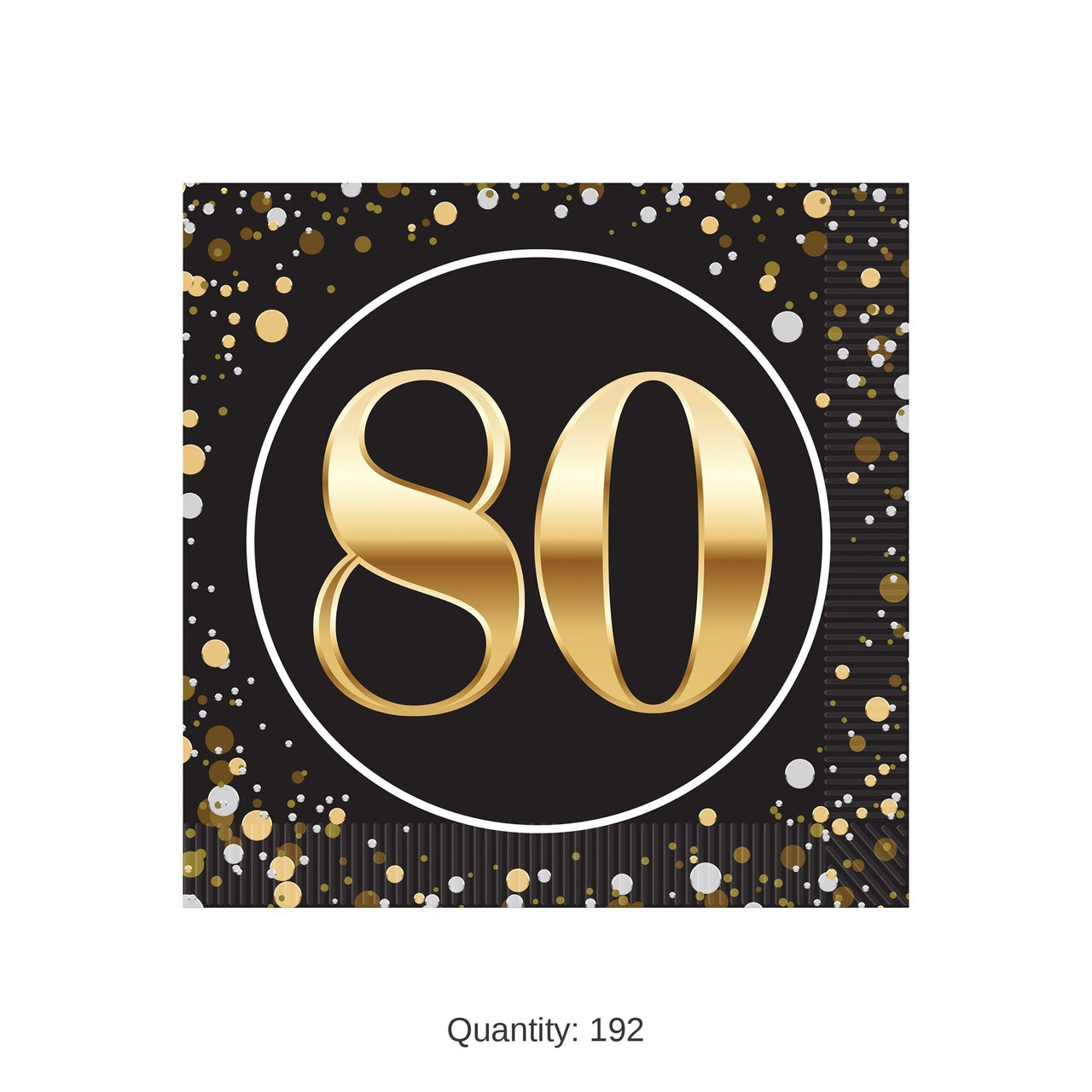 192 Pack Bulk 80th Birthday 2-Ply Beverage Napkins