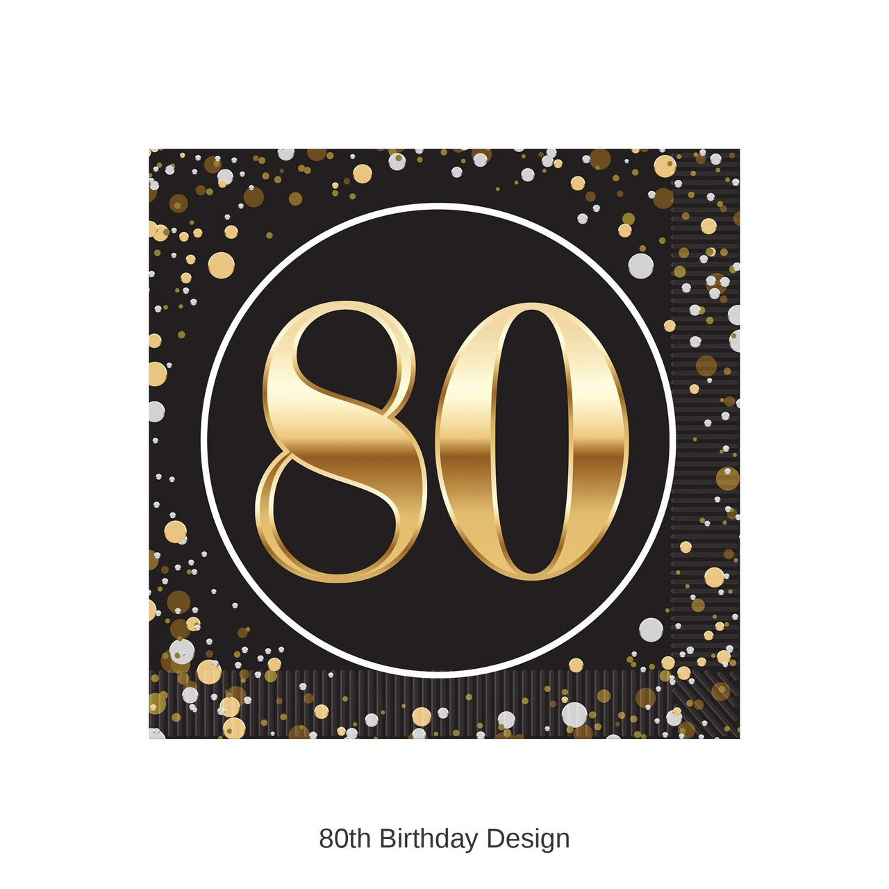 192 Pack Bulk 80th Birthday 2-Ply Beverage Napkins