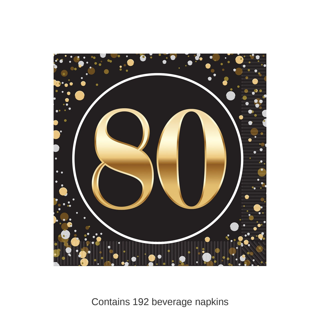 192 Pack Bulk 80th Birthday 2-Ply Beverage Napkins