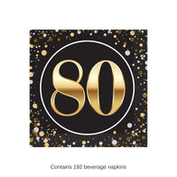 192 Pack Bulk 80th Birthday 2-Ply Beverage Napkins