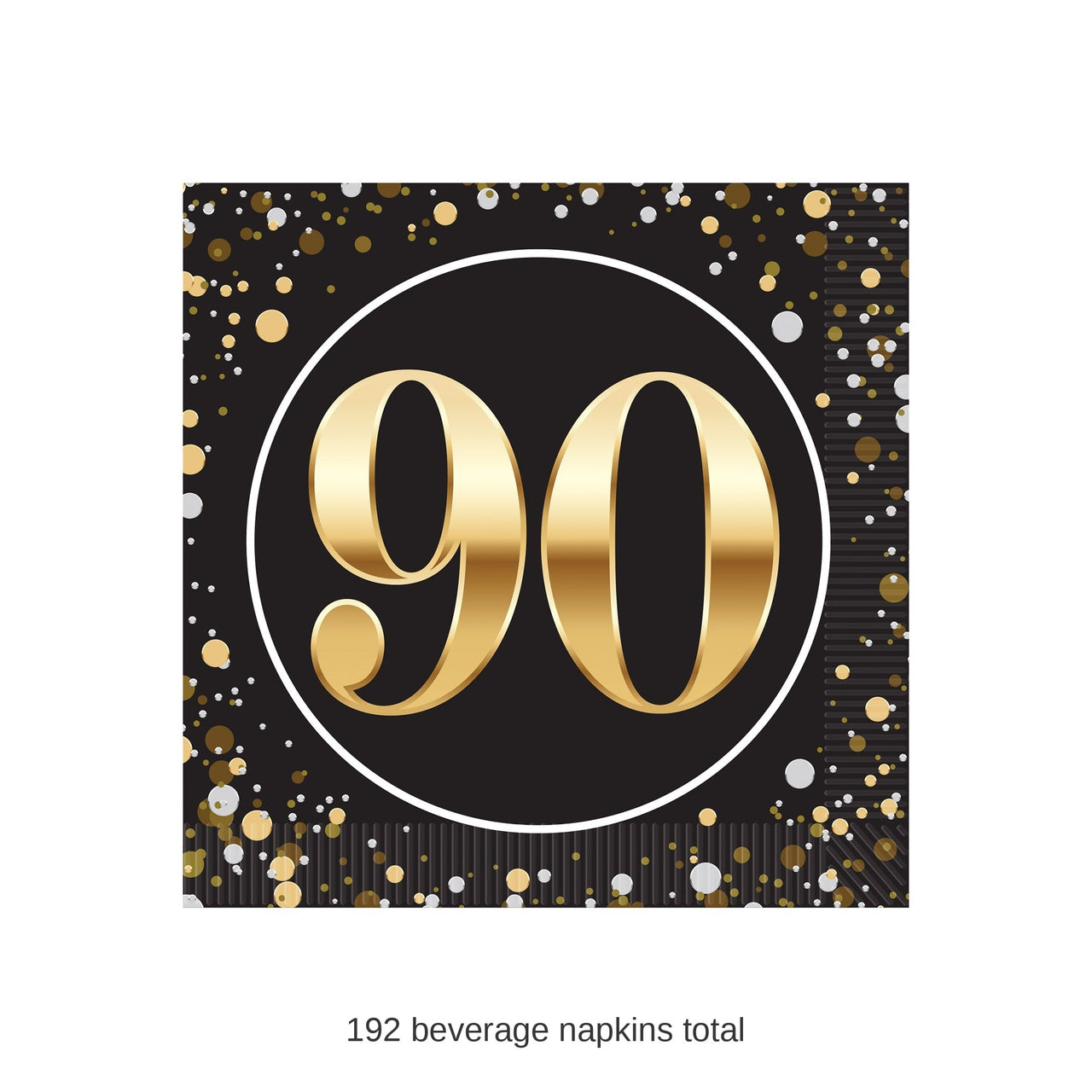 192 Pack Bulk 90th Birthday Beverage Napkins 2-Ply Party Supplies