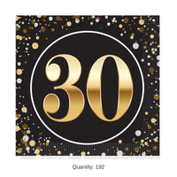 192 Pack Bulk 30th Birthday Luncheon Napkins 2-Ply