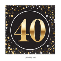192 Pack Bulk 40th Birthday Luncheon Napkins 2-Ply
