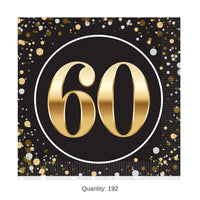 192 Pack Bulk 60th Birthday Luncheon Napkins 16 Ct, 2-Ply