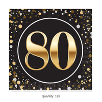 192 Pack Bulk 80th Birthday Luncheon Napkins 2-Ply Party Supplies