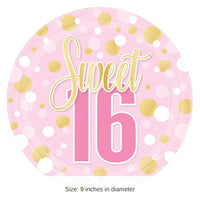 96 Pack Bulk Sweet 16 Birthday Dinner Plates 9 Inch