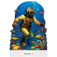 4 Pack Bulk Deep Sea Diver Stand-Up Prop Under The Sea & Luau Decor