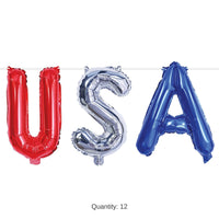 12 Pack Bulk USA Patriotic Balloon Streamer 13 inch x 3ft Decor