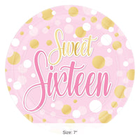 96 Pack Bulk Sweet 16 Dessert Plates 7 Inch