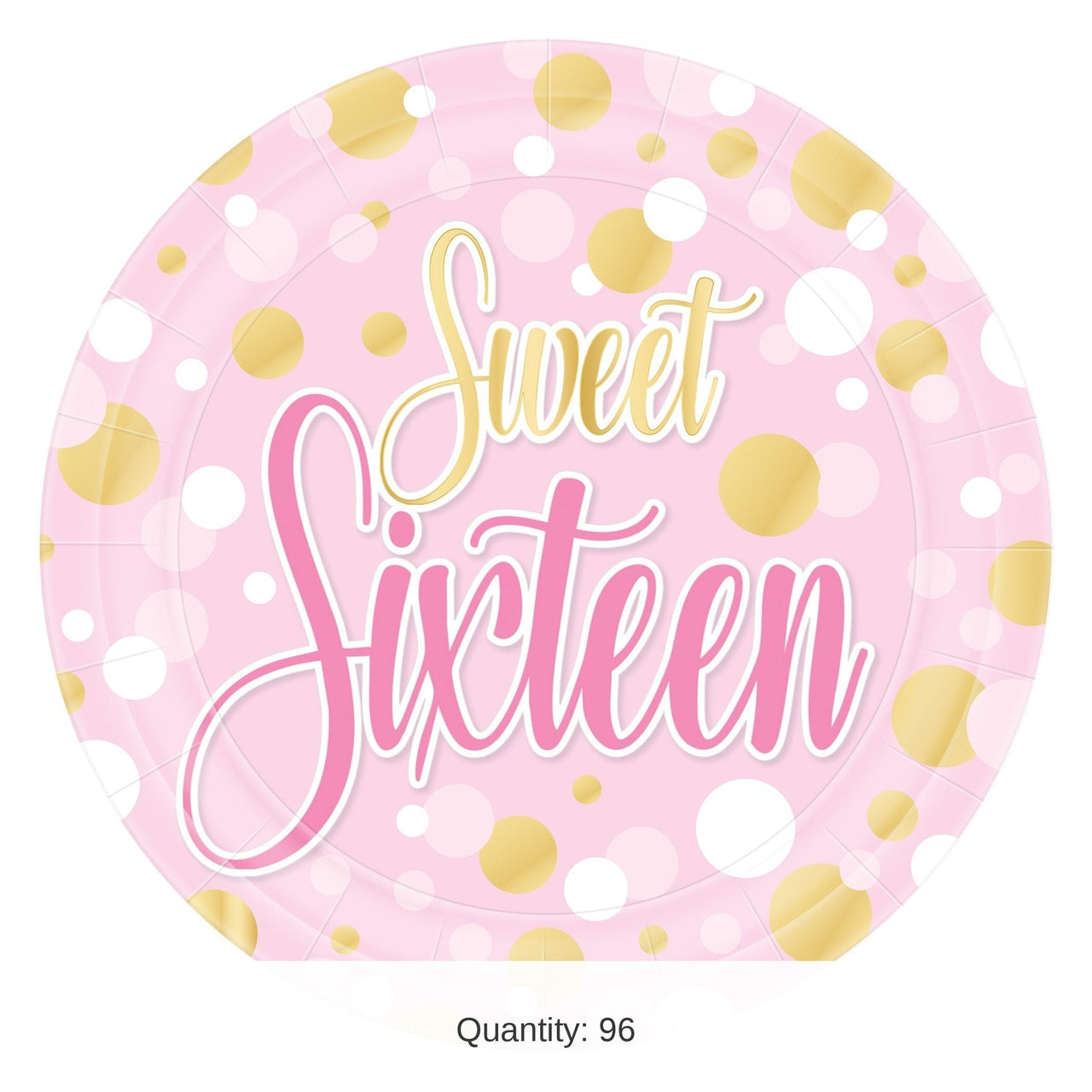 96 Pack Bulk Sweet 16 Dessert Plates 7 Inch