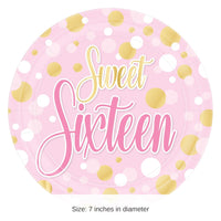 96 Pack Bulk Sweet 16 Dessert Plates 7 Inch