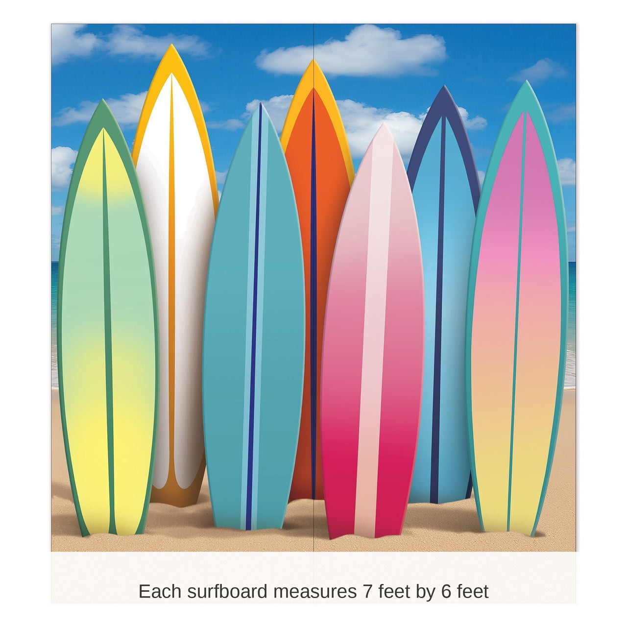 4 Pack Bulk Giant Surfboard Photo Prop Luau Party Decor (7ft x 6ft)