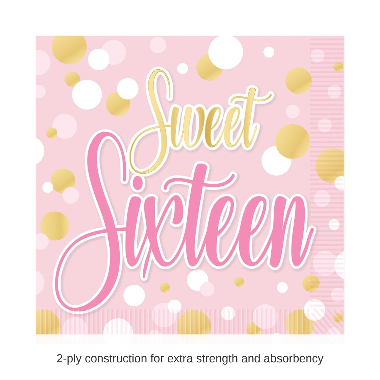 192 Pack Bulk Sweet 16 Luncheon Napkins 2-Ply Birthday Party Supplies