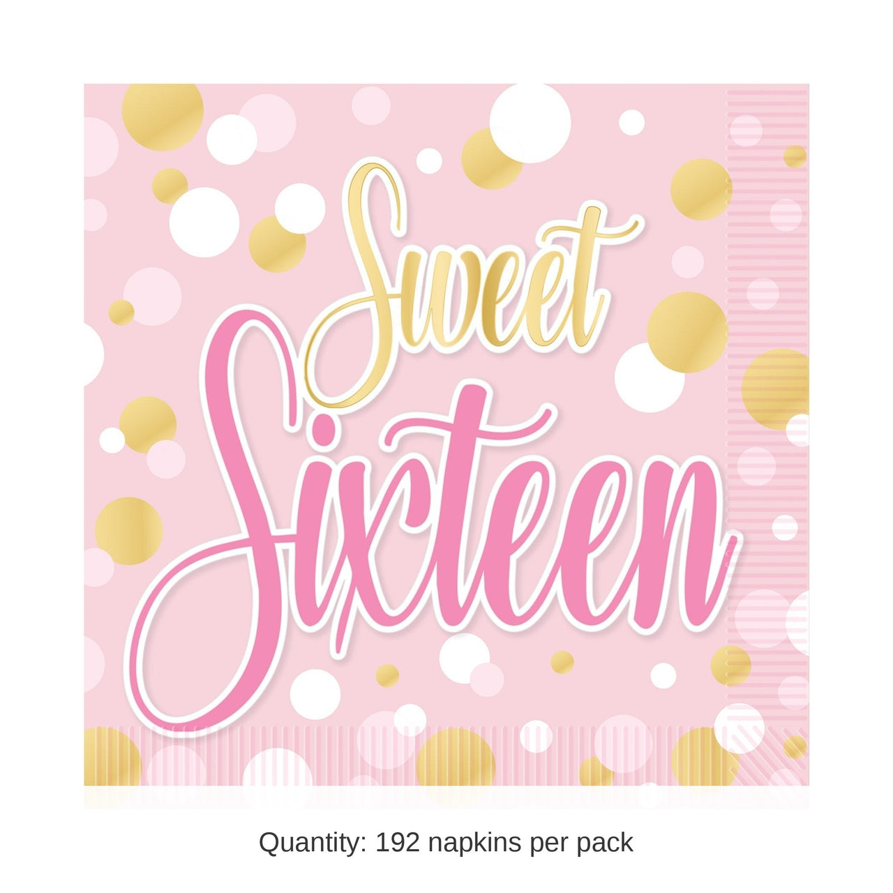 192 Pack Bulk Sweet 16 Luncheon Napkins 2-Ply Birthday Party Supplies