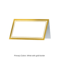60 Pack Bulk Elegant White & Gold Border Place Cards