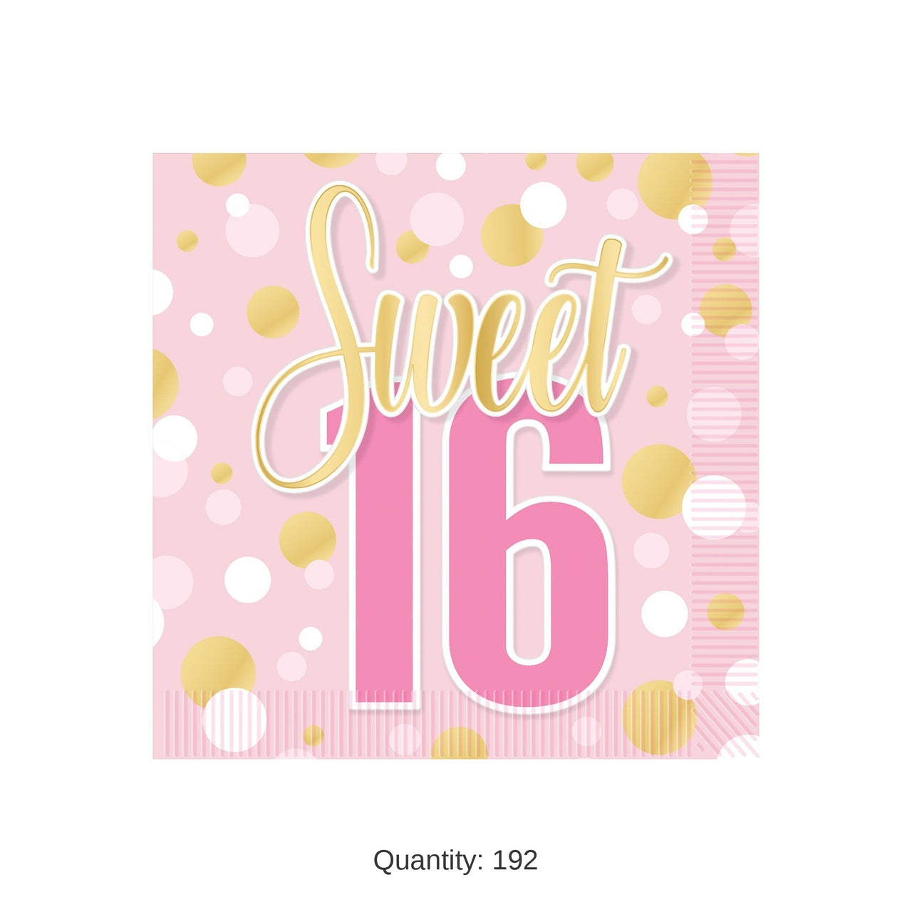 192 Pack Bulk Sweet 16 Beverage Napkins 2-Ply Party Supplies