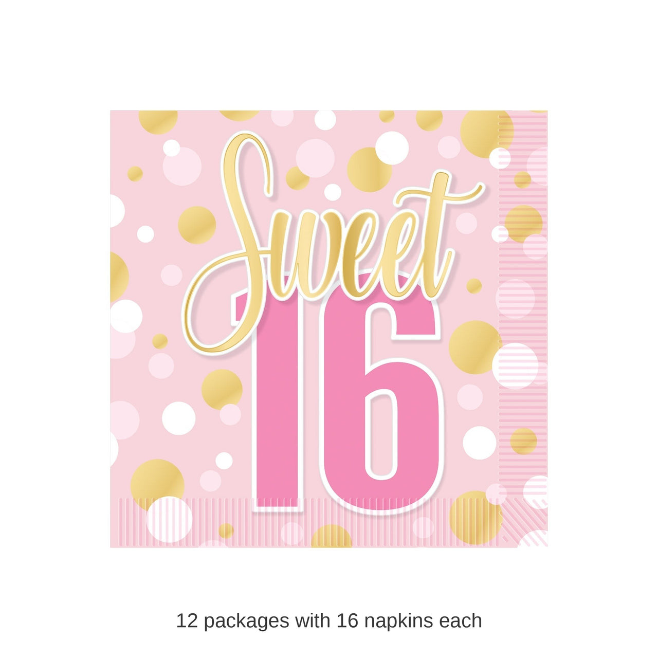 192 Pack Bulk Sweet 16 Beverage Napkins 2-Ply Party Supplies