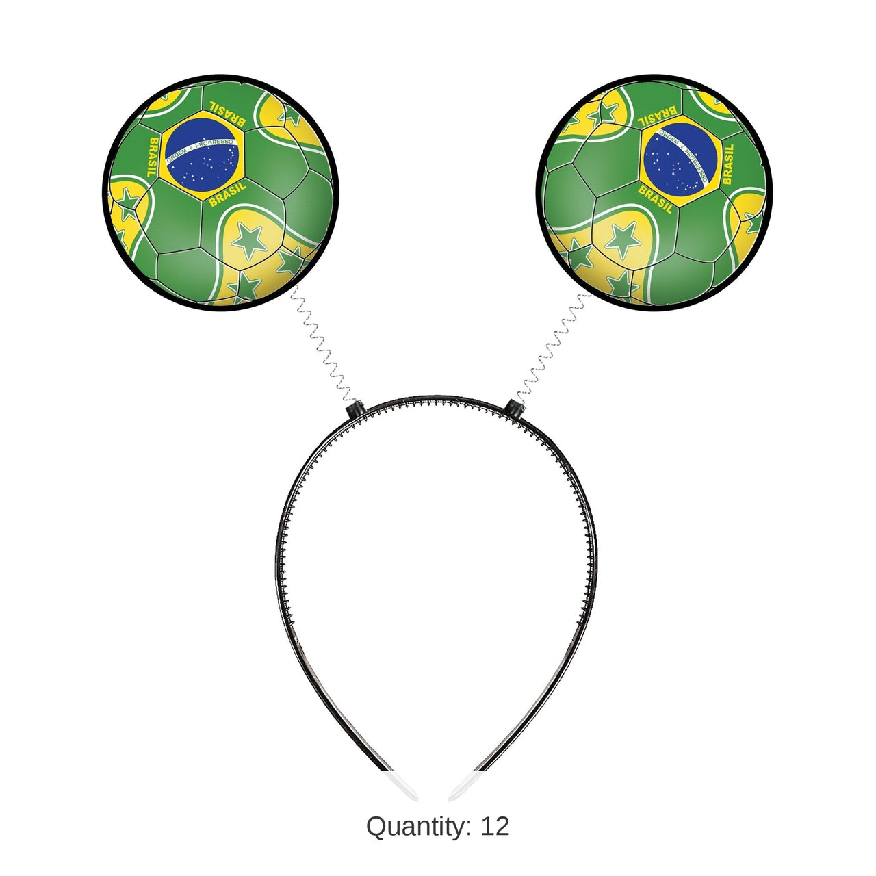 12 Pack Bulk Brasil Soccer Boppers Headband Game Day Fan Accessory