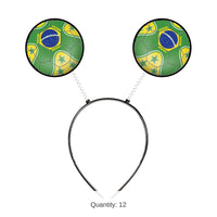 12 Pack Bulk Brasil Soccer Boppers Headband Game Day Fan Accessory