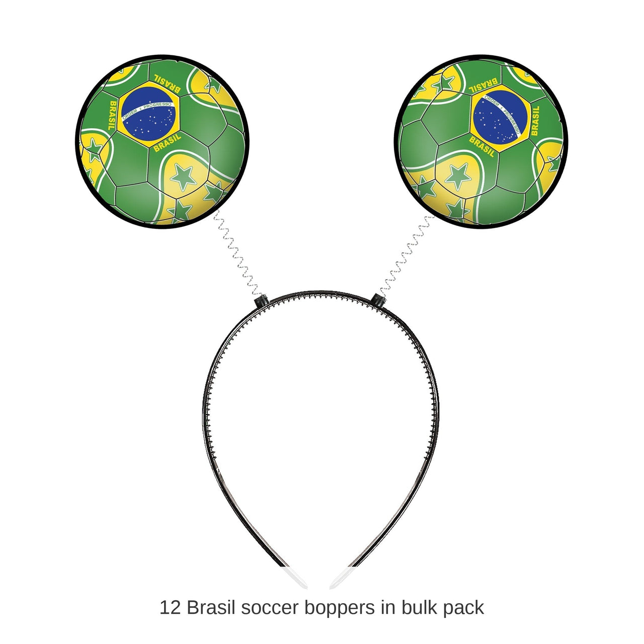 12 Pack Bulk Brasil Soccer Boppers Headband Game Day Fan Accessory