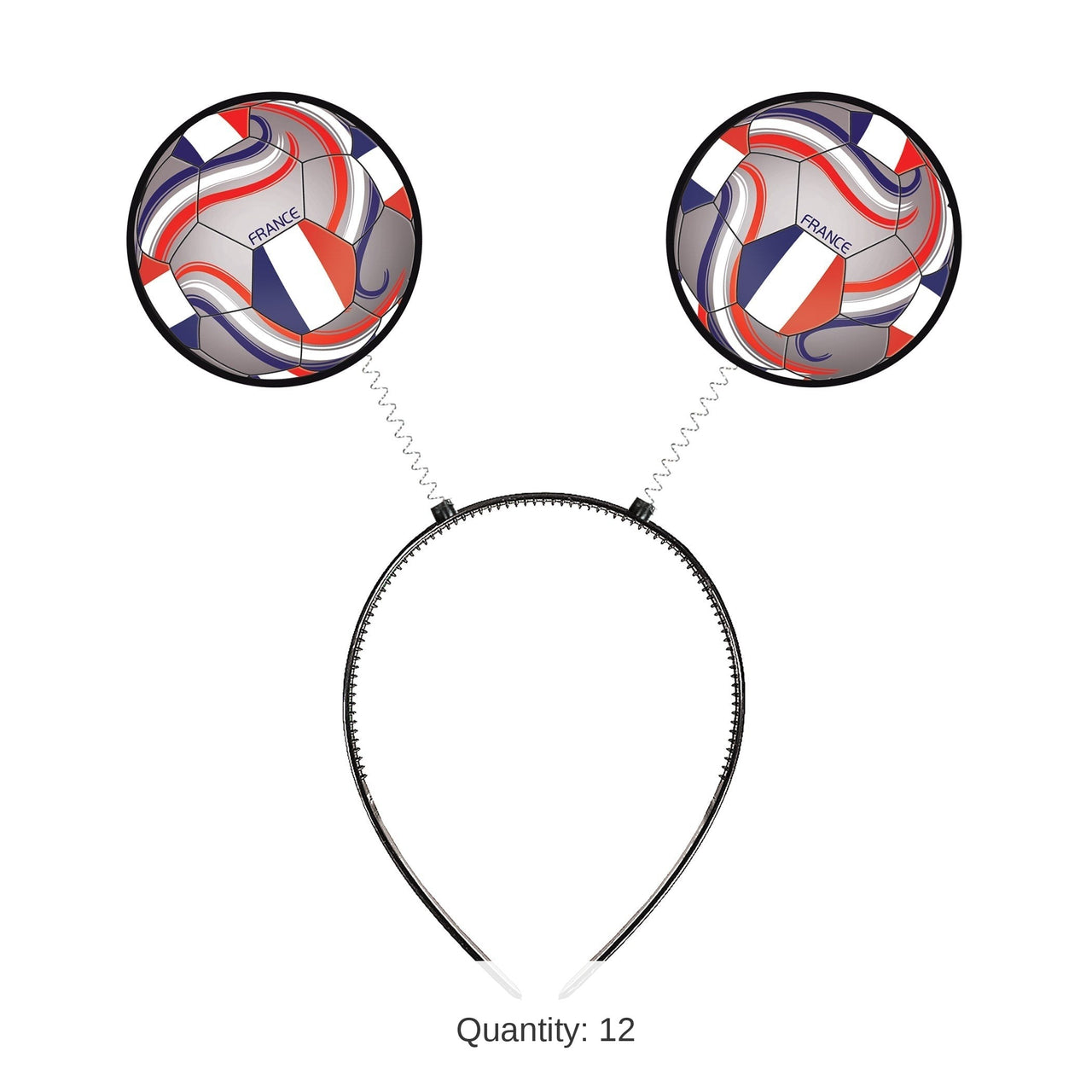 12 Pack Bulk France Boppers Headband Soccer & Sports Theme Accessory