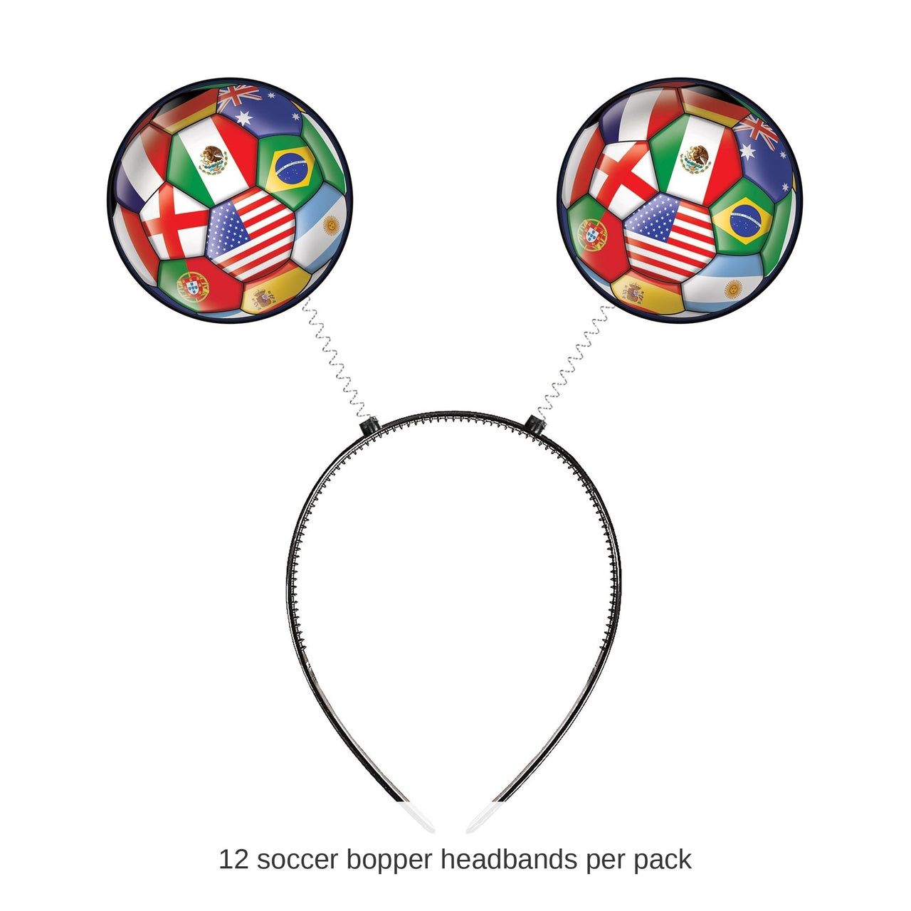 12 Pack Bulk Soccer Boppers Headband International Sports Fan Accessory