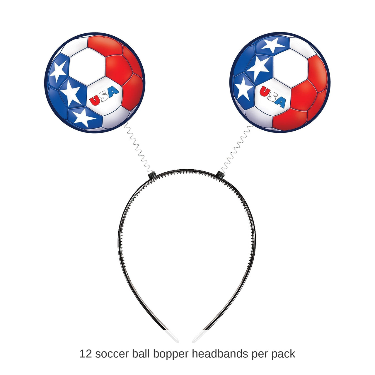 12 Pack Bulk Soccer Ball Boppers Headband USA Sports Fan Accessory