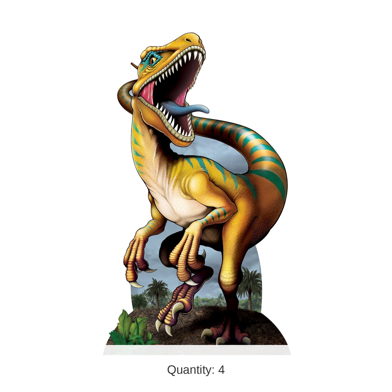 4 Pack Bulk Raptor Dinosaur Stand-Up Easel 5ft 9in Prop Decor