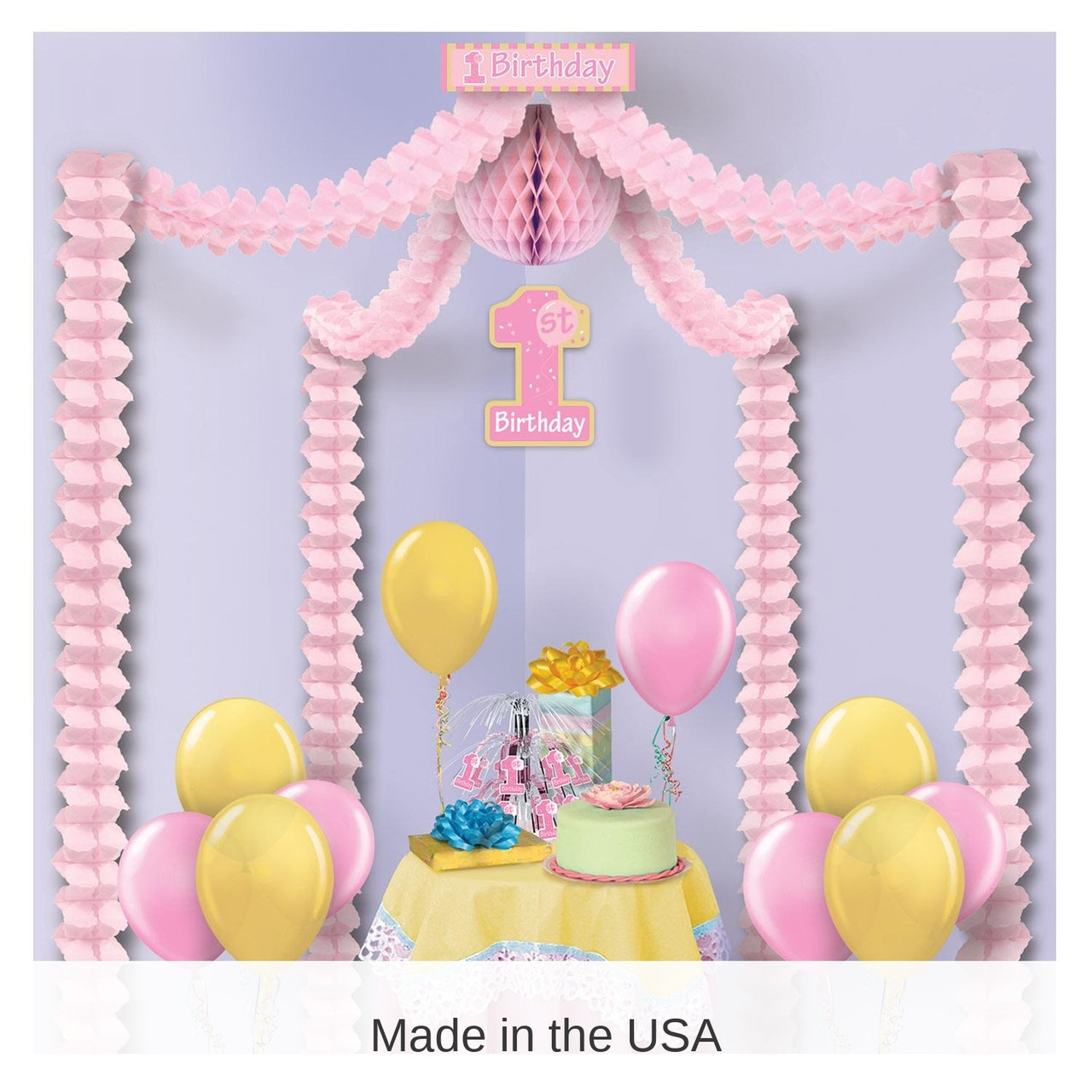 6 Pack Bulk Pink 1st Birthday Party Canopy