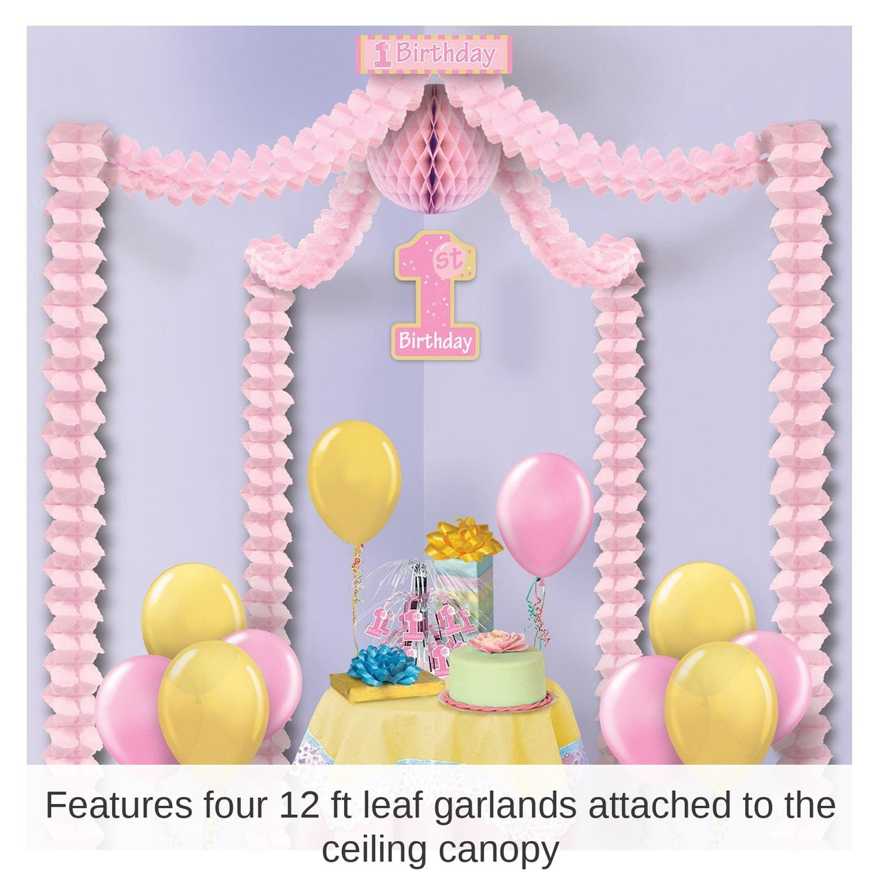 6 Pack Bulk Pink 1st Birthday Party Canopy