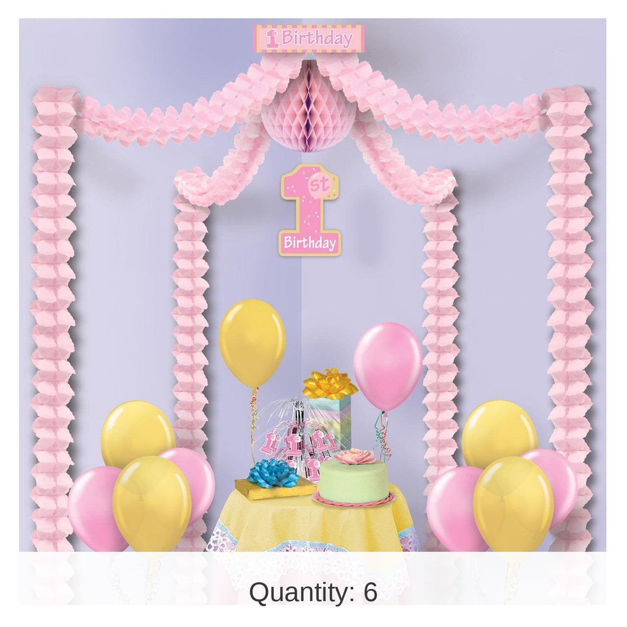 6 Pack Bulk Pink 1st Birthday Party Canopy