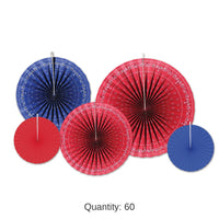 60 Piece Bulk Bandana Accordion Party Paper Fans
