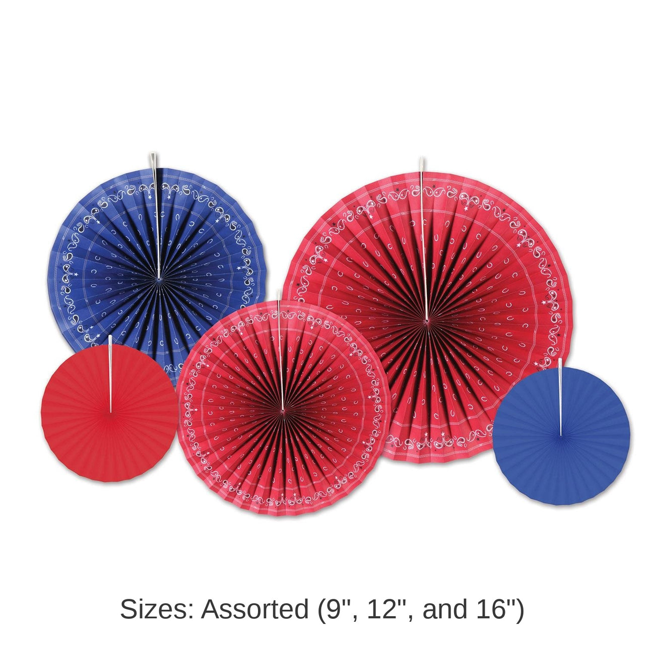 60 Piece Bulk Bandana Accordion Party Paper Fans