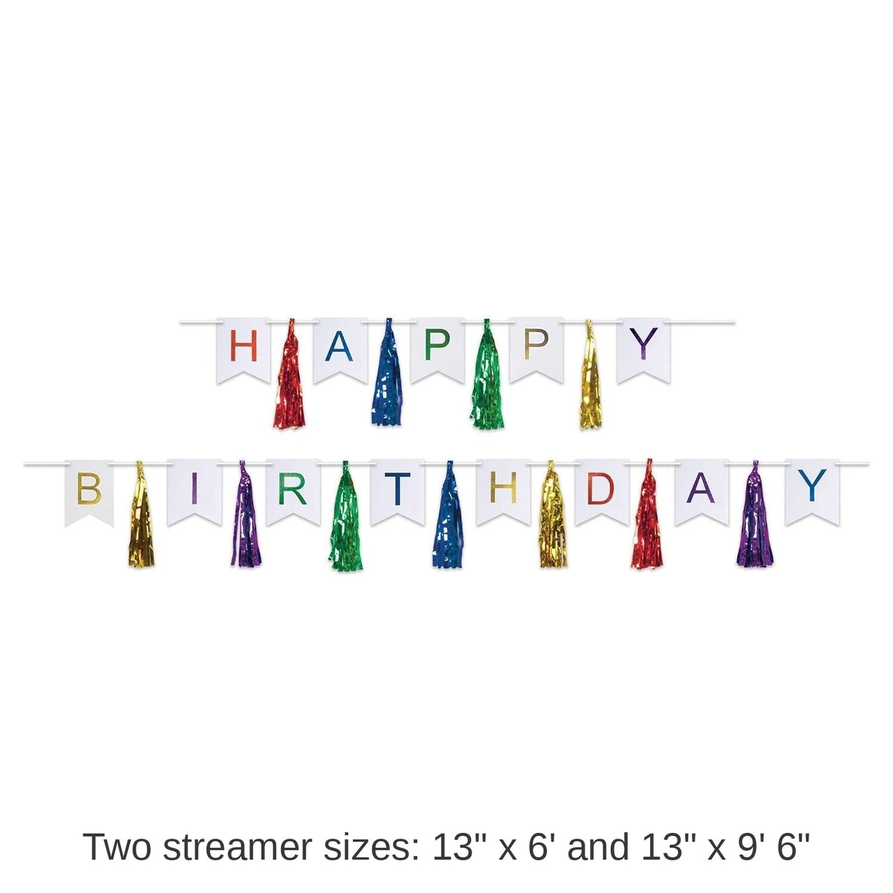 12 Pack Bulk Happy Birthday Party Tassel Streamer- Multicolor