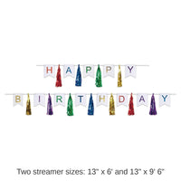 12 Pack Bulk Happy Birthday Party Tassel Streamer- Multicolor