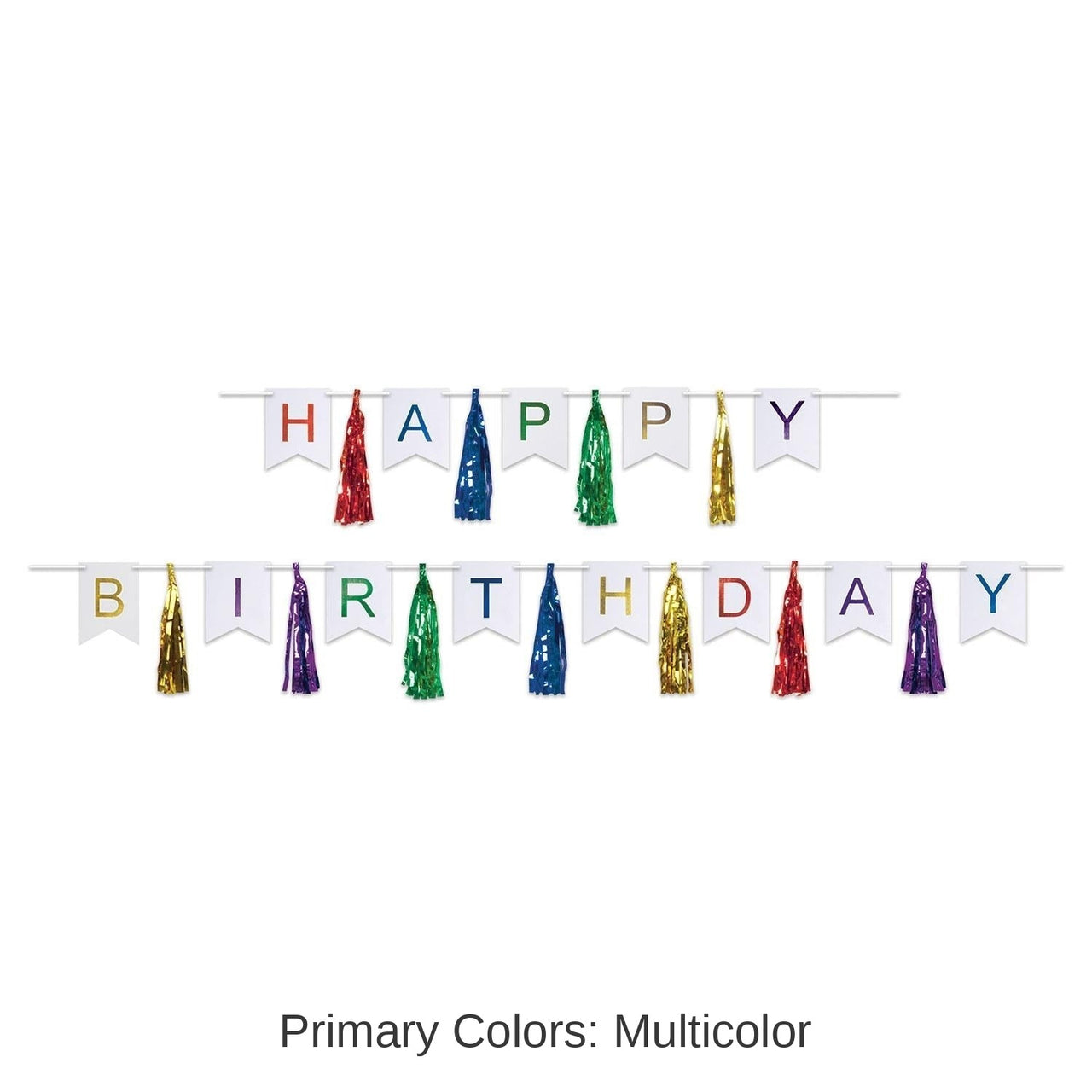 12 Pack Bulk Happy Birthday Party Tassel Streamer- Multicolor