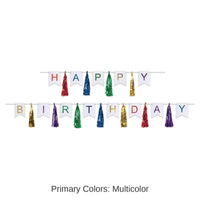 12 Pack Bulk Happy Birthday Party Tassel Streamer- Multicolor