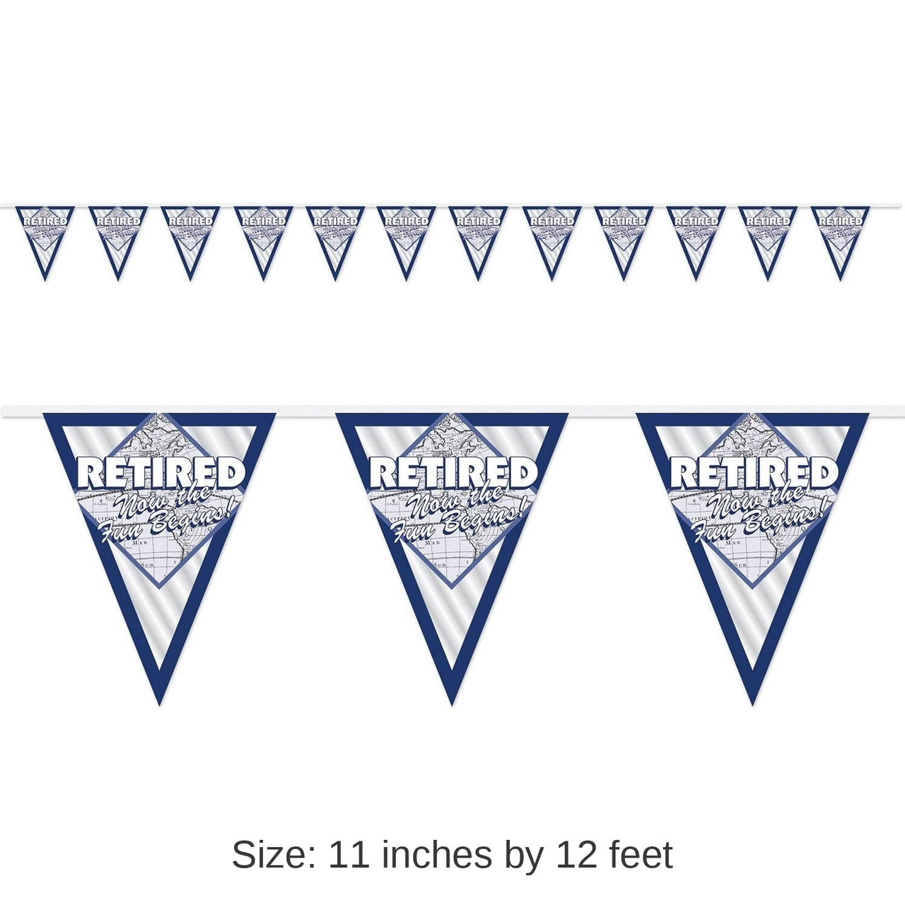 12 Pack Bulk Retired Now The Fun Begins! Party Pennant Banner