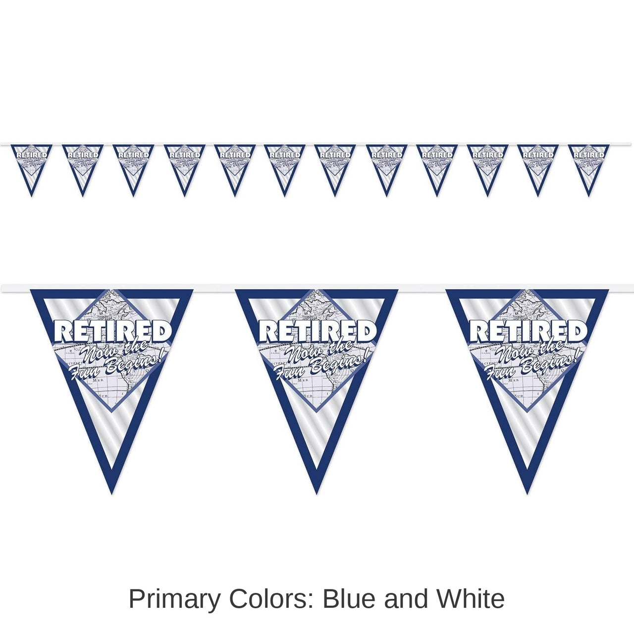 12 Pack Bulk Retired Now The Fun Begins! Party Pennant Banner