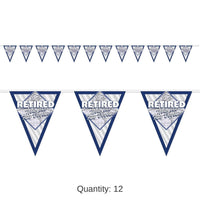 12 Pack Bulk Retired Now The Fun Begins! Party Pennant Banner