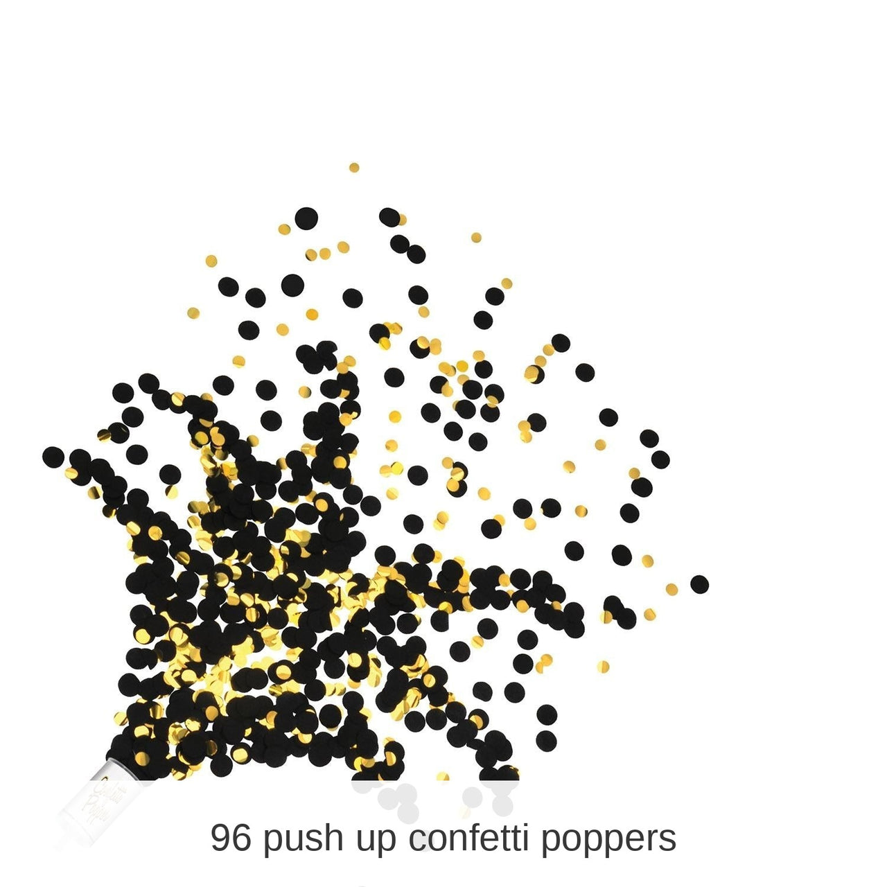 96 Pack Bulk Push Up Confetti Party Poppers - black/gold