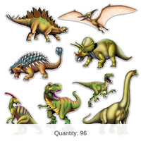 96 Pack Bulk Dinosaur Party Cutouts