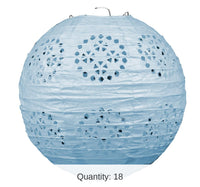 18 Pack Bulk Party Lace Paper Lanterns Light blue