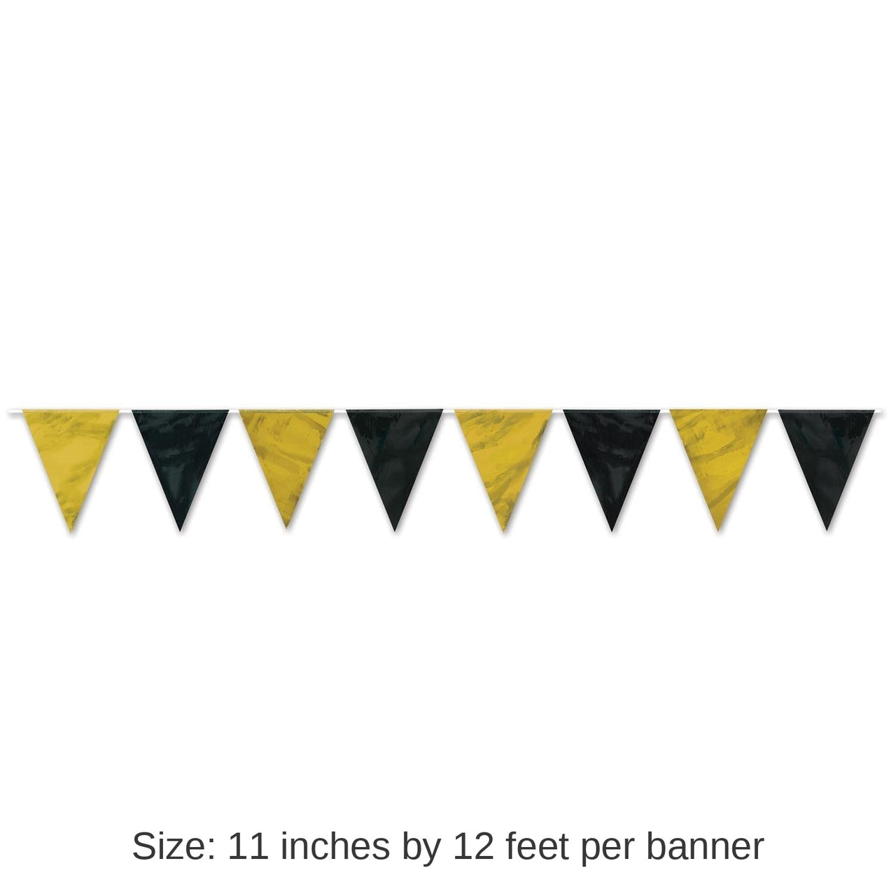 12 Pack Bulk Black/Gold Party Pennant Banner