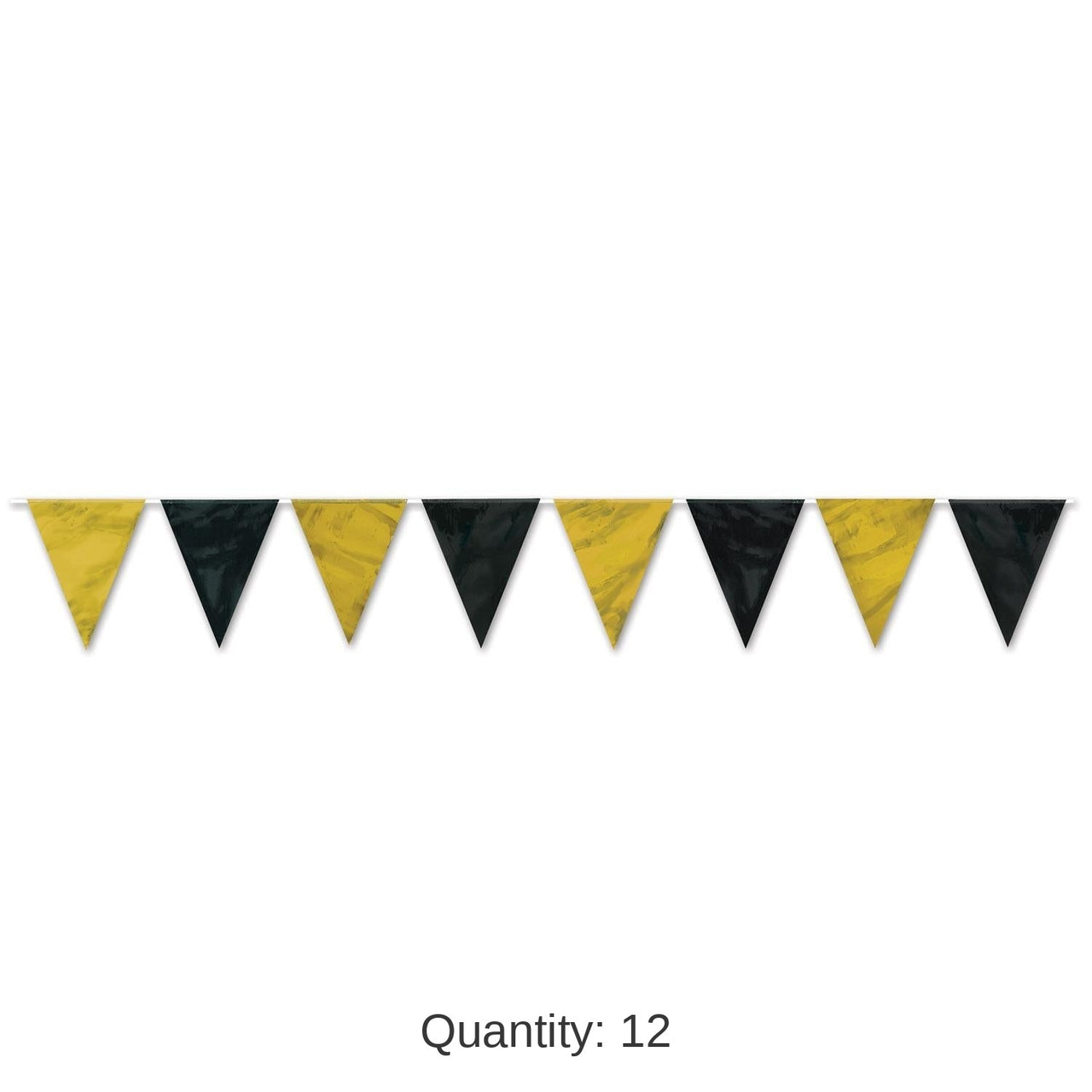 12 Pack Bulk Black/Gold Party Pennant Banner